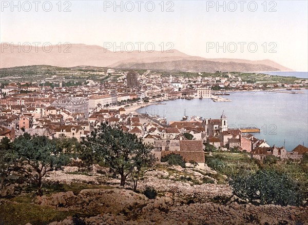 General view of Spalato, Split, Dalmatia, former Austro-Hungary, today Croatia, 1890, Historic, digitally restored reproduction from a 19th century original.