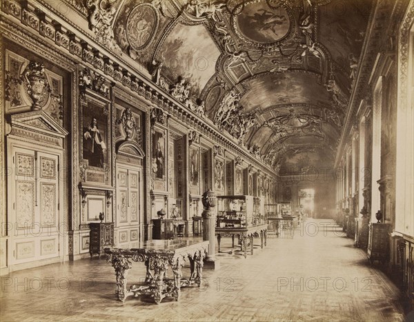 Louvre Museum, The Apollo Gallery, 1885, 1st arrondissement, Paris, France, Historic, digitally restored reproduction from an original of the period.