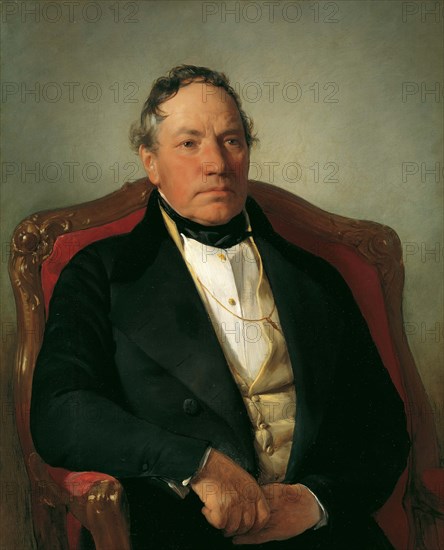 Johann Nepomuk Reithoffer (13 April 1781 - 6 May 1872) was an Austrian entrepreneur and founder of the Lower Austrian imperial and royal rubber elastic and gutta-percha factory in Wimpassing, which became the Semperit company in 1912 after merging with other companies, Historic, digitally restored reproduction from an original of the time..