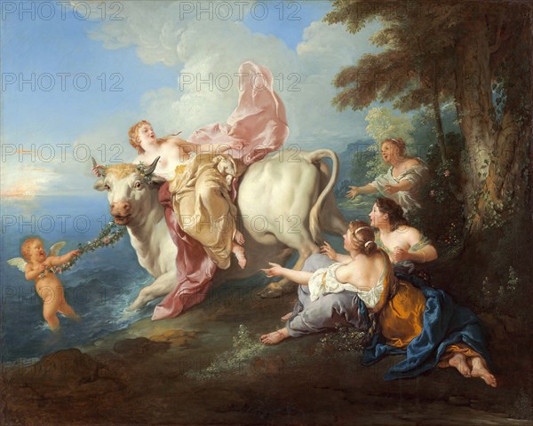 The Abduction of the Europa, painting by Jean Franvßois de Troy (France, 1679 - 1752 ), Historic, digitally restored reproduction from an original of the time.