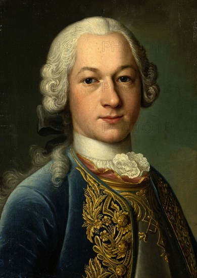 Portrait of Hieronymus Georg von Holzhausen (1726-1755), From the noble family Holzhausen, Historical, digitally restored reproduction from a 19th-century original.