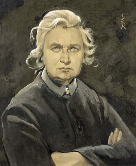 Self Portrait, Ottilie Wilhelmine Roederstein (April 22, 1859 to November 26, 1937), a German-Swiss painter, Historic, digitally restored reproduction from a 19th century original..