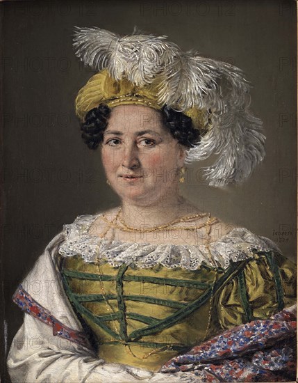 Portrait of Colonel Pauline Hagen, Colonel Pauline Hagen, 1825, painting by C.A. Jensen, Historic, digitally restored reproduction of an original of the time.