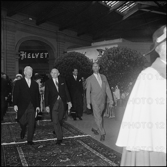 Heinrich Lübke in Switzerland 1961: Arrival in Berne.