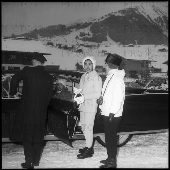 Queen Sirikit of Thailand (c) in Gstaad, 1961.