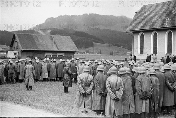 General Guisan visiting troops in Einsiedeln around 1940