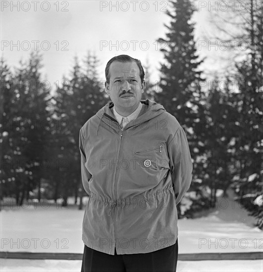 Prince Franz Josef of Liechtenstein in St. Moritz, 1947.