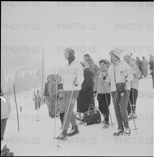 Princess Brigitta of Sweden (l) visiting a ski race in Grindelwald, 1960.