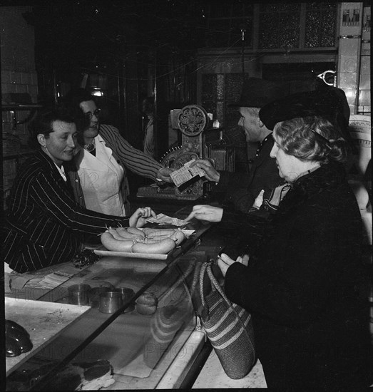 Shopping, coupons, around 1945.