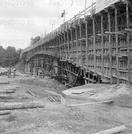 Bridge under construction; centering, 1957.