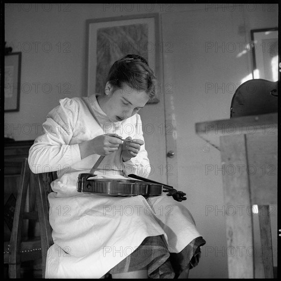 Brigitte Ueberwasser, violin-maker, 1955.