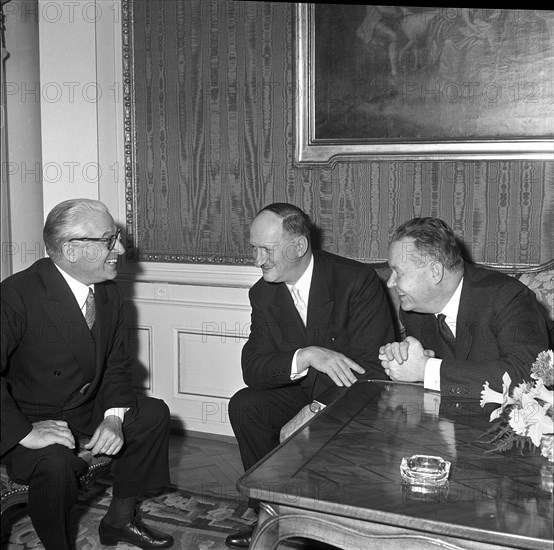 Giovanni Gronchi with Paul Chaudet and Hans Schaffner, Berne 1963.