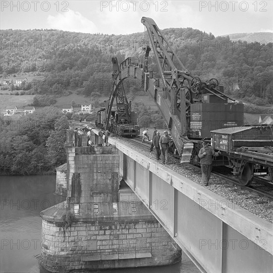 Demolition of Railway bridge; 1952.