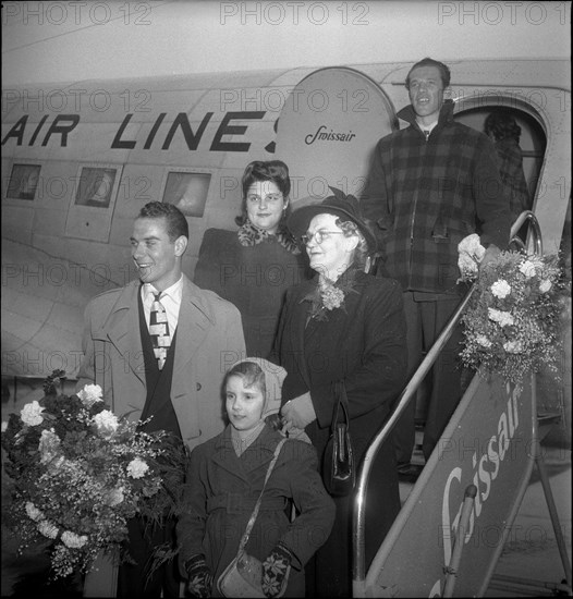 Koblet und Diggelmann back from the US, 1949.