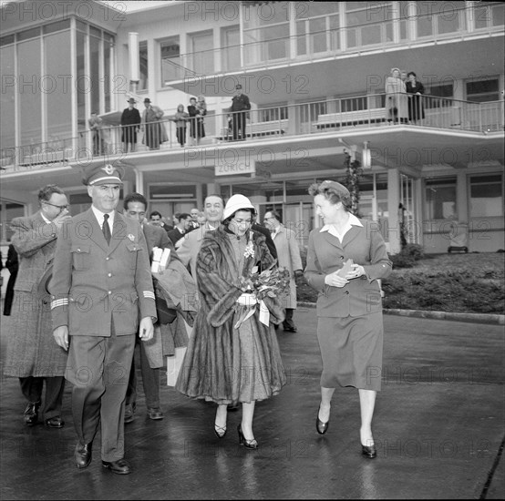 Princess Ashraf Pahlavi of Persia leaving Zurich, 1954.