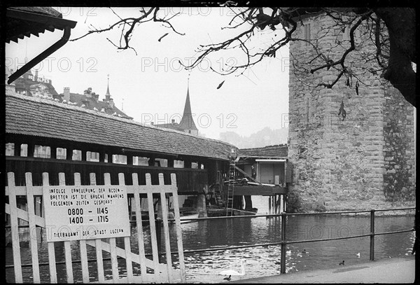 Lucerne, Renovation Kapellbrücke; 1961.