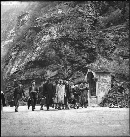 Refugees walking towards Gondo; 1944.