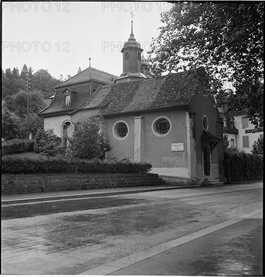 Bauen UR 1961: Church with commemorative plaque Alberik Zwyssig.