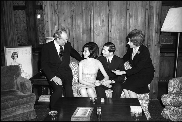 Hans-Adam of Liechtenstein with his fiancv©e Marie and his parents, 1966 .