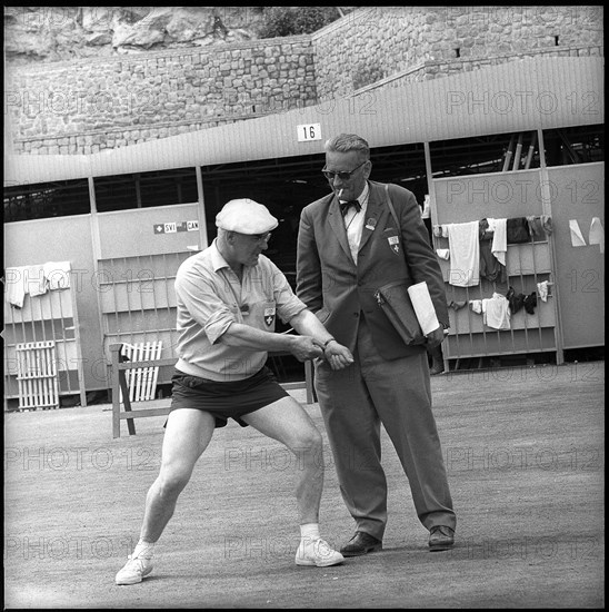 Olympic Games Rome 1960: Rowing coach Scherer and ATP Chief Pfister.