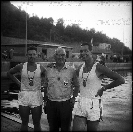 Olympic Games Rome 1960: Larcher-Hürlimann with coach Schärer.