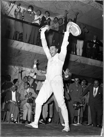 Olympic Games Rome 1960: Epv©e Olympic champion Giuseppe Delfino .