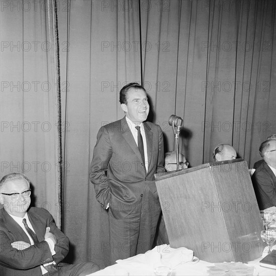 vice president Richard Nixon during his speech in front of the American Businessmen's Club in Geneva, 1963.