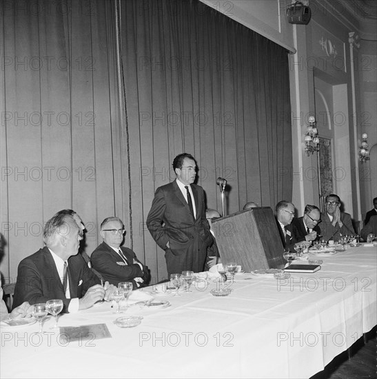 vice president Richard Nixon during his speech in front of the American Businessmen's Club in Geneva, 1963.