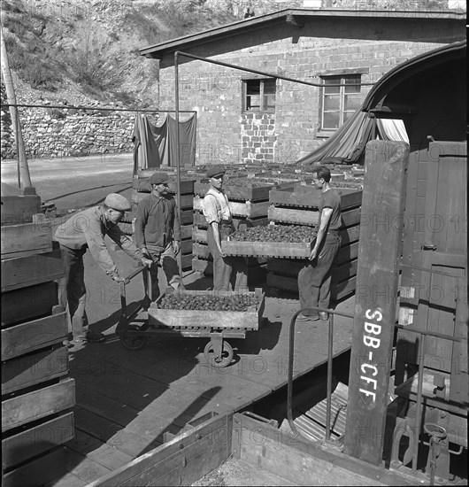 Coal mining in Switzerland around 1945.