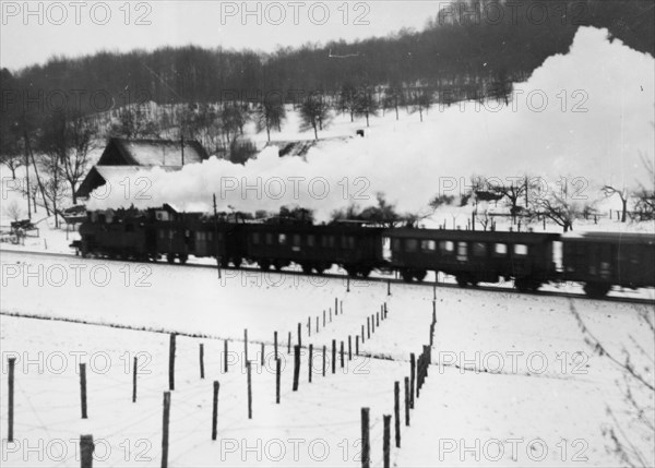 Passenger train in Switzerland around 1944.