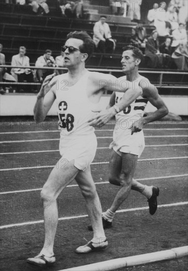 Olympic Games 1952 Helsinki, 10km walking: Fritz Schwab, ?.