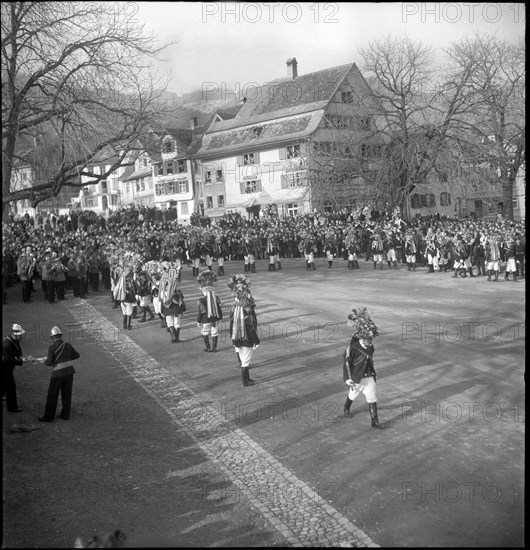 Carnival procession in Altstaetten, 1947.