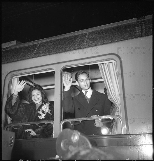 lSirikit and Bhumibol are leaving Switzerland, 1951 .