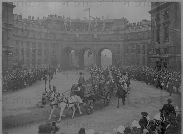 In golden carriage on Trafalgar Square