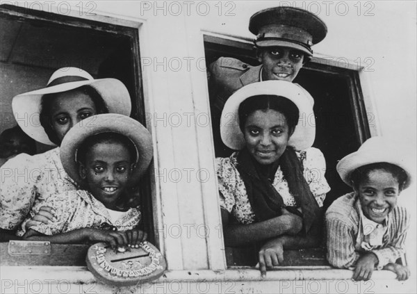 Italy-Abyssinia war 1936: Ras Imru Haile Selassie's children retuning home