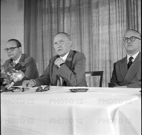 Von Brentano, German Federal Chancellor Adenauer, Hallstein in Mürren 1955.