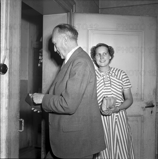 German Federal Chancellor Adenauer and daughter Lotte in Switzerland 1950.