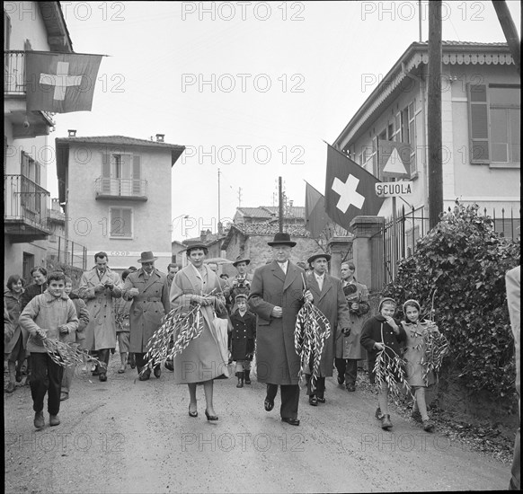 German Federal Chancellor Adenauer and daughter Ria in Porza 1956.