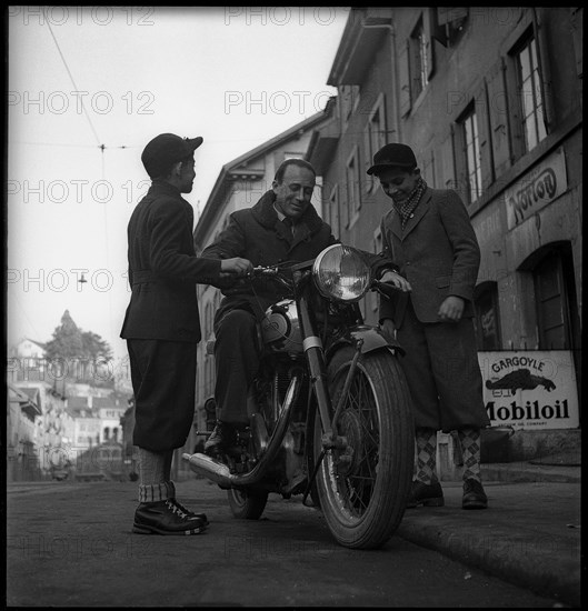 Motorcycle racer Georges Cordey, Neuchatel ca. 1948