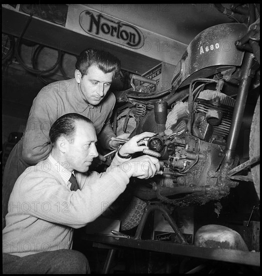 Motorcycle racer Georges Cordey, Neuchatel ca. 1948