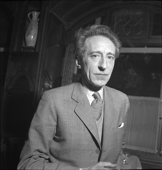 Jean Cocteau, french actor, in Zurich 1950 .