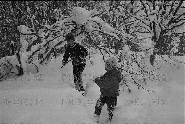 Cécile Aubry with her son Mehdi in Gstaad 1962.