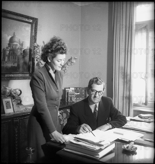 Ernst Jost and secretary, Zurich 1948.