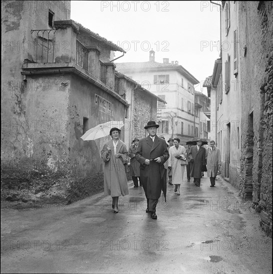 German Federal Chancellor Adenauer and daughter Ria in Porza 1956.