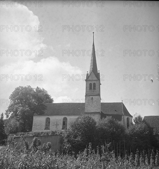 Historic church in Wohlenschwil, built in the 12th century, 1946