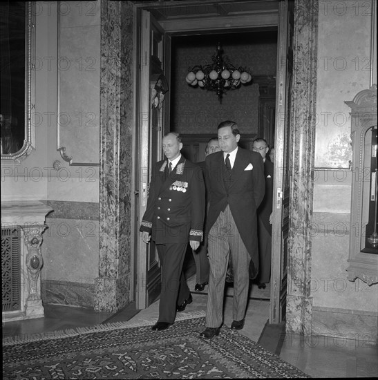 USSR ambassador Pavel Erchov (L), Berne 1955.