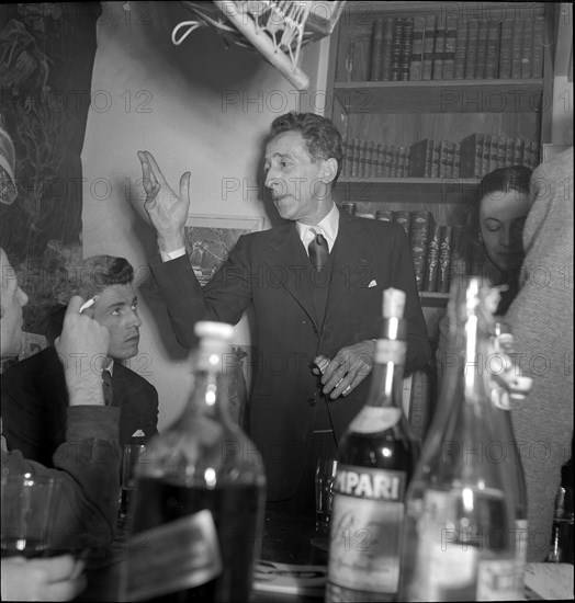 Jean Cocteau, french actor, in Zurich 1950 .