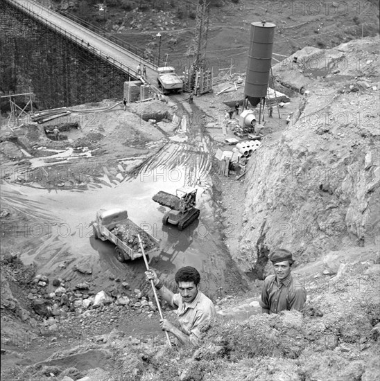 Great sankt Bernhard tunnel building start, Italy 1959.