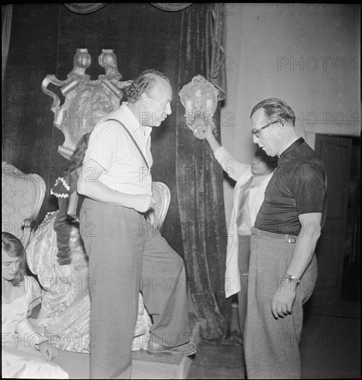 Oskar Waelterlin (L) during rehearsal, Zurich ca. 1955.