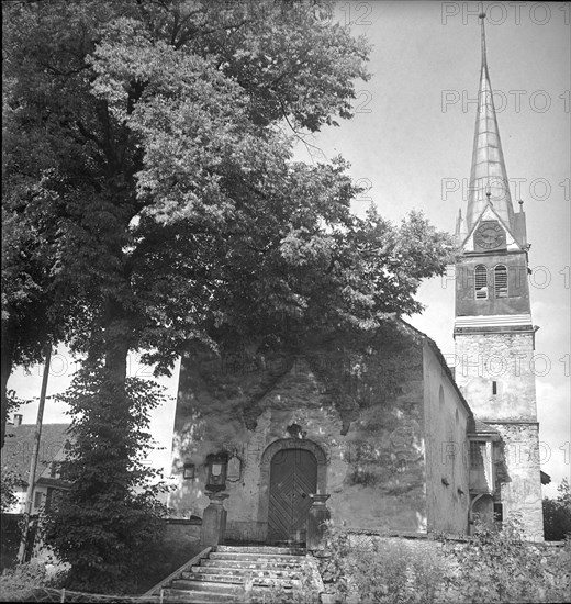 Historic church in Wohlenschwil, built in the 12th century, 1946.